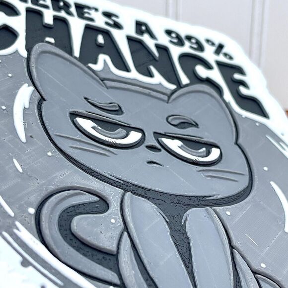 Wall Art, 99% Chance I Don’t Care, Funny Cat Sign, Cat Attitude - Picture 8 of 9